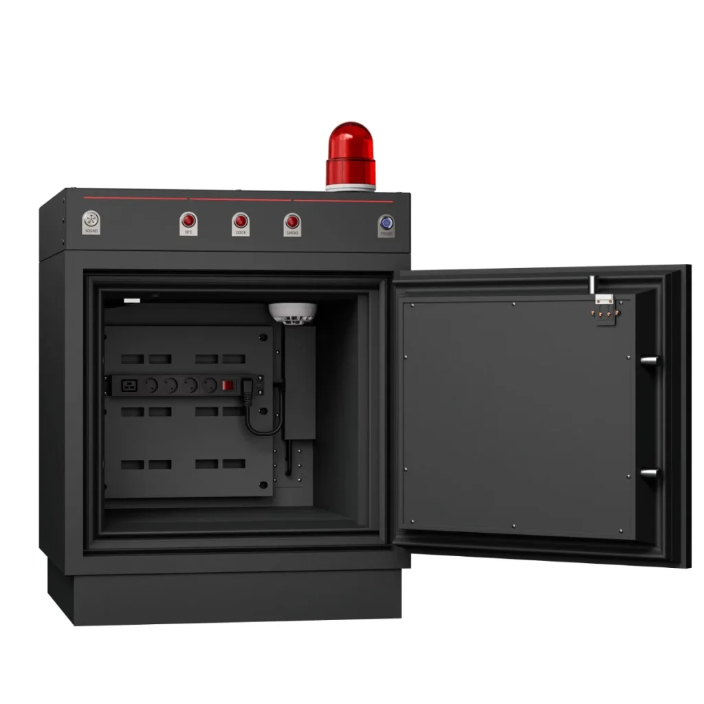 SafetyFirst BS-0K accukluis met open deur: legbord met oplaadpunten